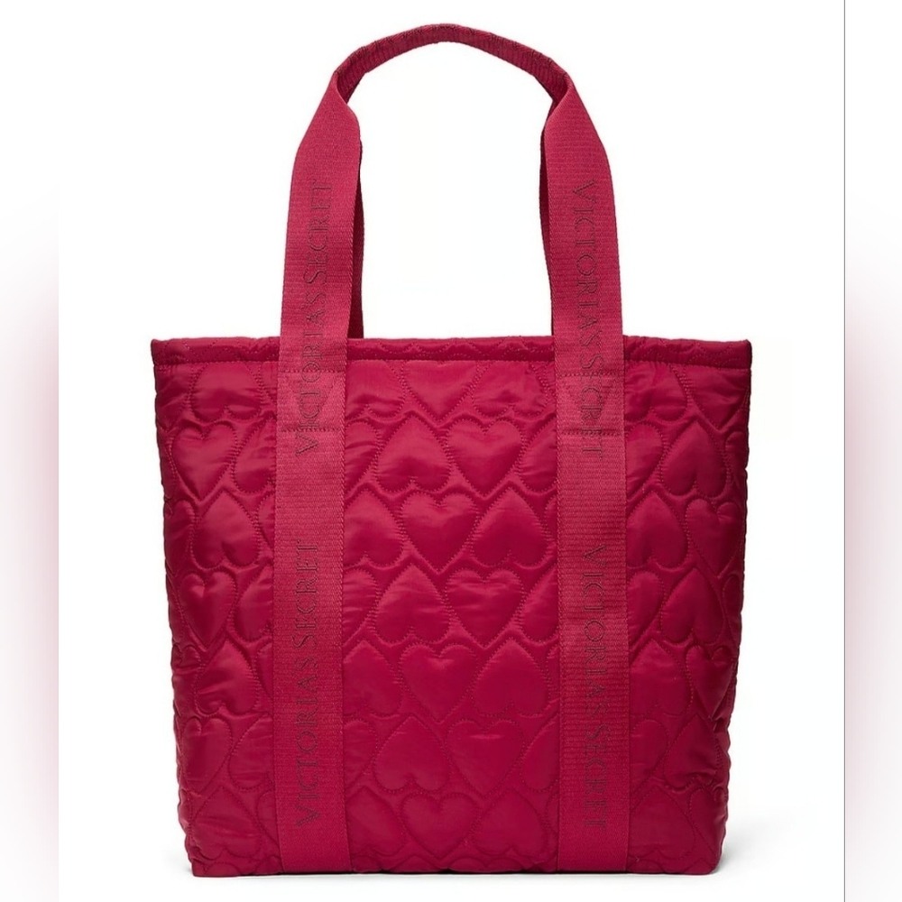 Victoria's Secret Red Heart Quilted Tote